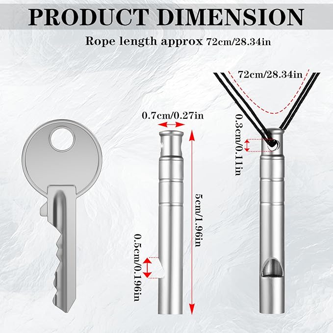 120dB Loud Whistle with Lanyard, Titanium Emergency Safety Tin Whistles Survival Whistle for Outdoor Camping Hiking, Lifeguard, Dog Training Whistles, 3 Pack 1.97 × 0.28 Inches