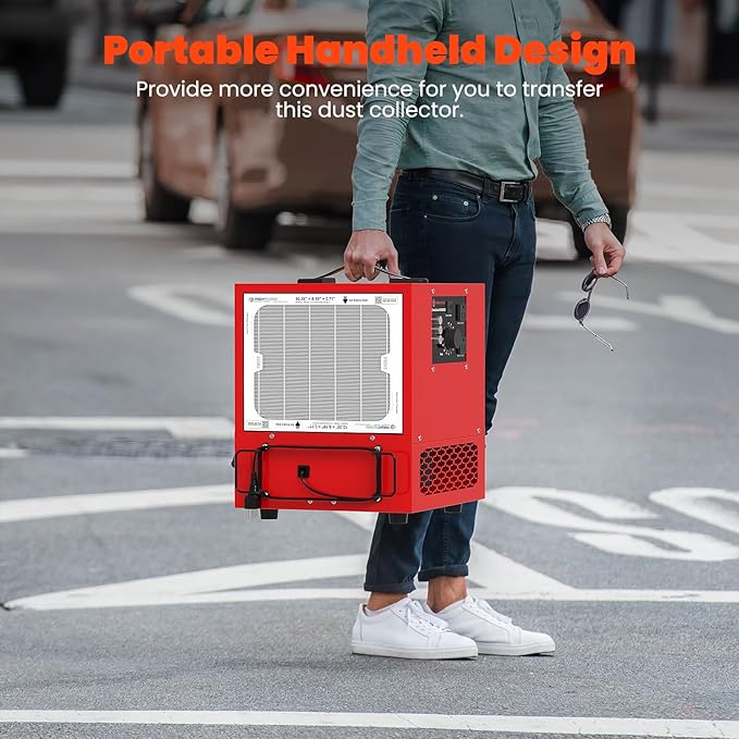 Abestorm Tabletop Dust Collector for Woodworking, Portable Double-sided Intake Air Filtration Systems, Movable Air Filter with Built-in Ionizer, Timer Function, Ideal for Garage Works Shop