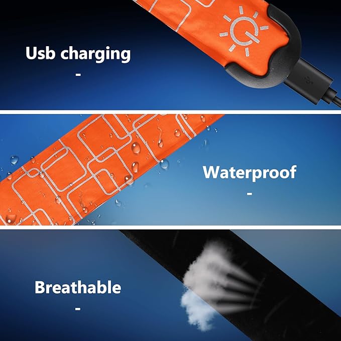 LemonBest LED Armband Running USB Rechargeable - 2 Pack Safety Lights for Runners 3 Modes Running Gear Lights Adjustable High Visibility Waterproof Reflective Wristband for Night Running Walking