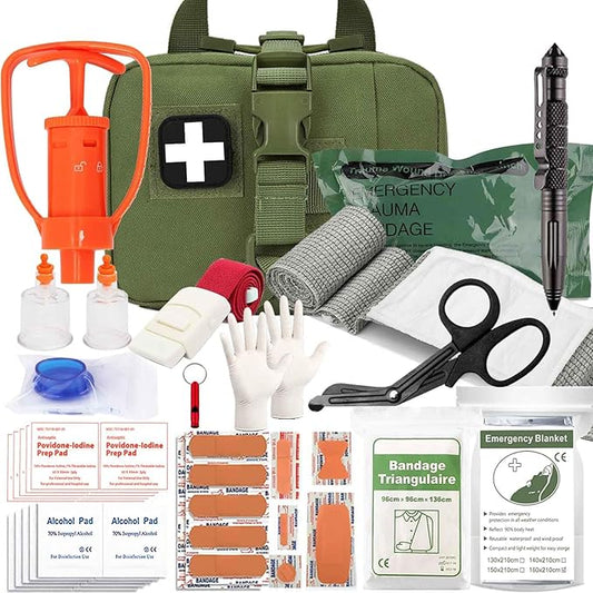 Tactical Ifak Trauma Kit - Emergency First Aid Bleeding Control Kit, Snake Bite & Bee Sting Supplies, Venom Extractor Pump