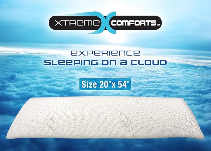 Xtreme Comforts Memory Foam Body Pillow for Side, Back & Stomach Sleepers - Allergy-Friendly Pillows for Sleeping with Shredded Memory Foam (Body Pillow)