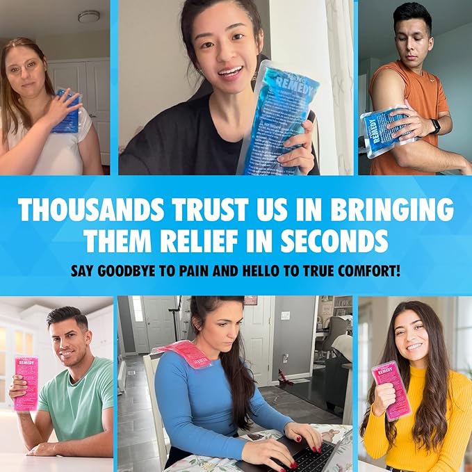 Perfect Remedy 2-Pack Gel Ice Packs for Injuries Reusable, Hot & Cold Pack That’s Durable, Soft & Flexible, Fast Relief & Recovery (Blue, Reg 2PK)