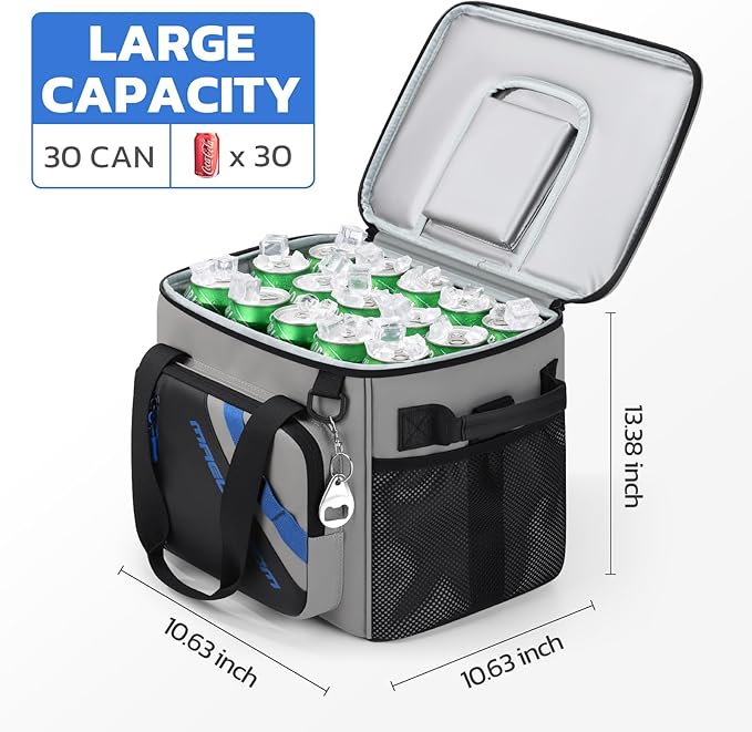 Maelstrom Cooler Bag, 30 Cans Beach Cooler, Large Leakproof Insulated Soft Cooler with Bottle Opener, Ice Chest, Portable Collapsible Cooler for Travel, Camping, Shopping