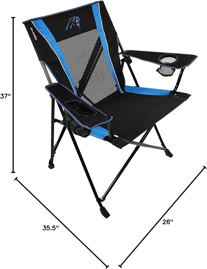 Kijaro Dual Lock Pro, Sports Fan Folding Chair, 26" L x 35.5" W x 37" H, Carolina Panthers