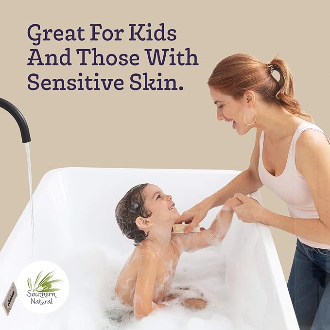 Southern Natural Goat Milk Soap Bar (Lavender 3 Pack) For Dry Sensitive Skin. Natural, Handmade Soap For Men, Women, Kids & Baby. Use On Face & Body