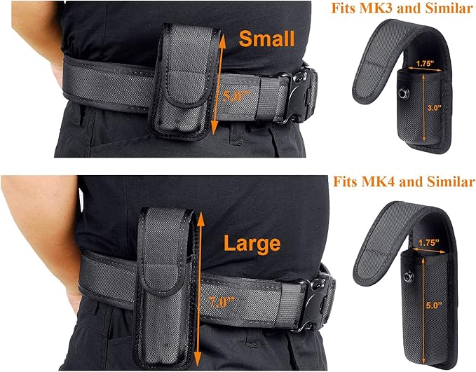 TAFTACFR Molded OC/Mace Spray Pouch, Top Flap Pepper Spray Holster OC/Mace Pepper Spray Black Pouch Hidden Snap(Small for MK3 and Large for MK4)