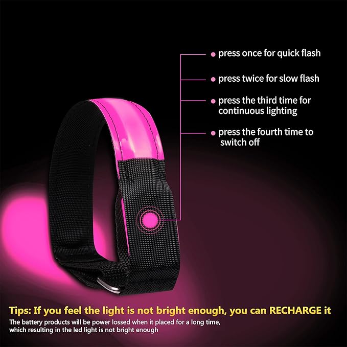 Rechargeable LED Armband for Running(2 Pack), Light Up LED Armband, High Visibility Reflective Running Gear for Night Safety, Running Lights for Running Walking Cycling