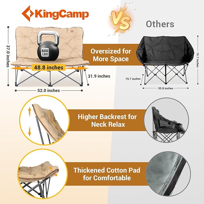 KingCamp Butterfly Chair Oversized XL Camping Chairs for Adults Padded Folding Comfy Camp Chairs 300lbs Heavy Duty with High Back for Bedroom Living Room Dorm Rooms Outdoor Patio Lawn