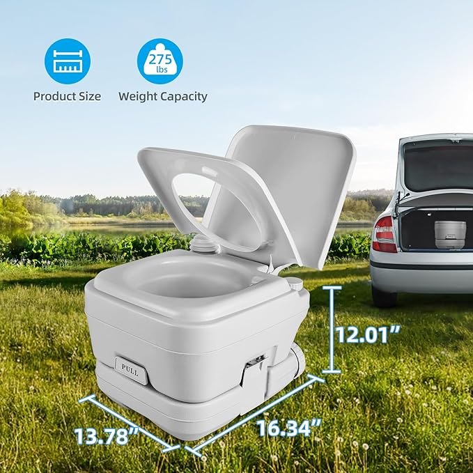 YITAHOME 2.6 Gallon Portable Toilet for Camping, RV Travel Porta Potty with Press Flush Pump, Anti-leak Seal Ring for Truck Travel, Boating, Hiking, Trips