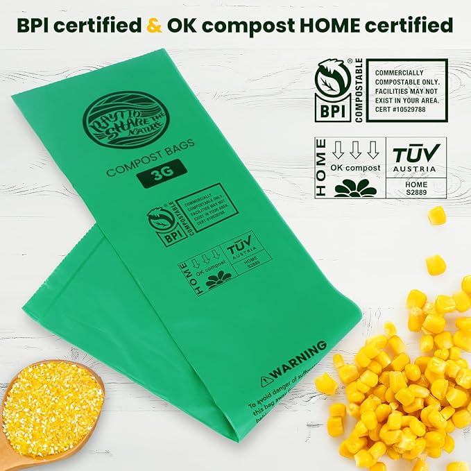 Compost Bags 3 Gallon Extra Thick Compost Bags for Countertop Bin,150counts,Compostable Liner Bags,Small Kitchen Food Scrap Waste Bags,Certified by BPI,ASTM D6400 and OK compost HOME certified