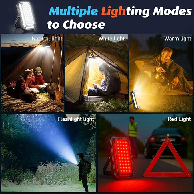 LED Camping Lantern Rechargeable, 10000mAh Portable Camping Lights up to 120+ Hours, 12 Light Modes, Dimmable, LCD Digital Display, Waterproof, Camping Essentials for Power Outages, 2 Packs