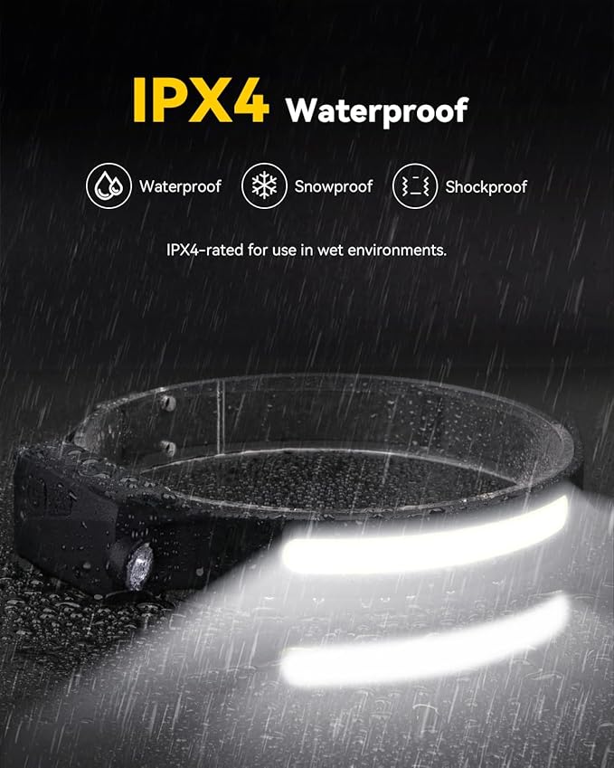 Headlamp Rechargeable 3 Pack, 230° Wide Beam Running Head Lamp Hands Free for Adults, Head Lights for Forehead, Head Flashlight with Hard Hat Clips for Runners, Hunting, Hiking, Camping