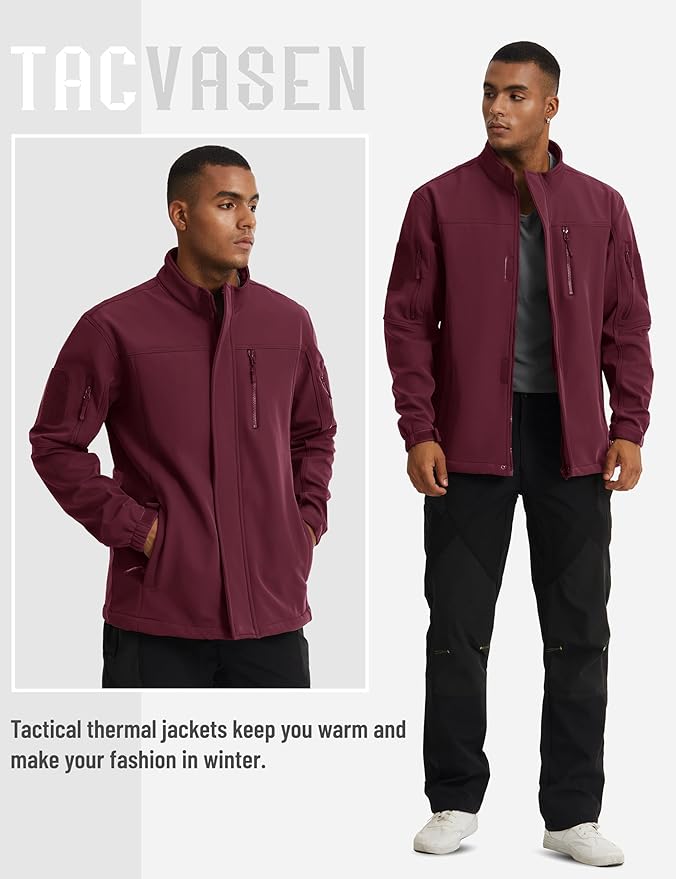 TACVASEN Men's Tactical Softshell Jacket Fleece Lined Water Resistant Windbreaker Military Lightweight Coat for Hiking
