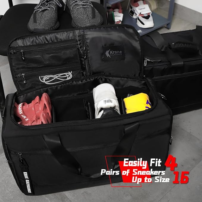Sneaker Bag for Travel/Sneakerhead gift/Outdoor Sports Bag/Gym Bag /, A Multi-functional Travel Duffel Bag with 3 Adjustable Dividers, & Shoulder Strap,Made of Nylon, by Krone Kalpasmos-classic