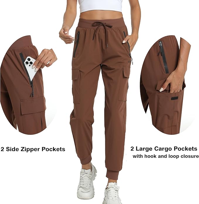 Kcutteyg Womens Water Resistant Hiking Pants with Pockets Quick Dry Soft Athletic Workout Joggers Pants for Camping Travel