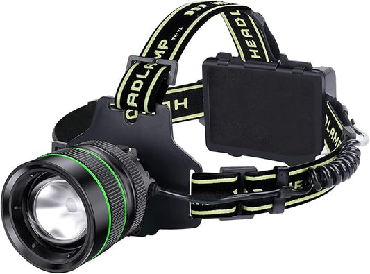2000LM Super Bright LED Rechargeable Headlamp, Zoomable Head lamp with 5 Lighting Modes, 90° Adjustable & IP67 Waterproof for Camping | Hiking | Climbing | Fishing | Hunting | Auto Repair