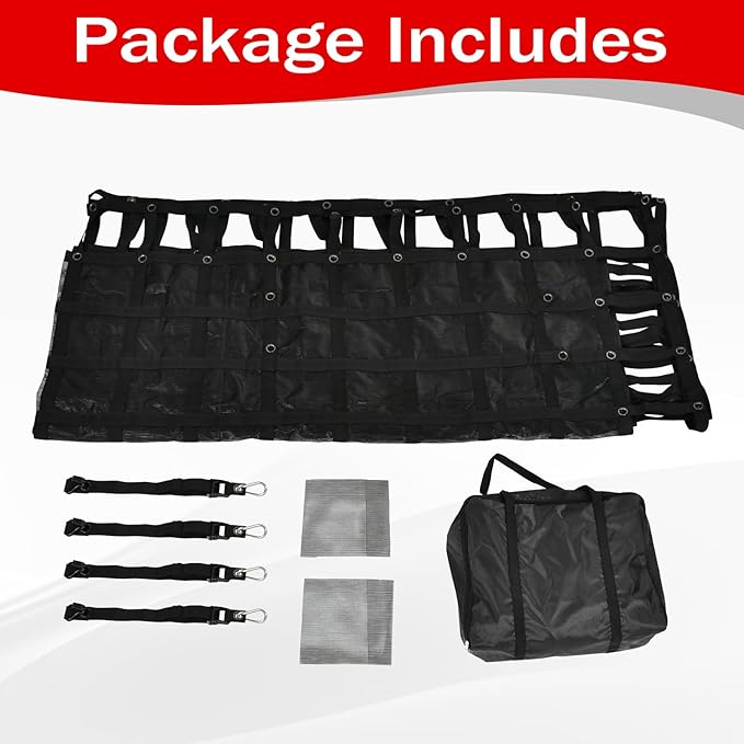 Heavy Duty 120" x 144" Truck Bed Cargo Net with Adjustable Cam Buckles & S-Hooks & Cross Strap,10' x 12' Cargo Net with 1500LBS Capacity for Pickup Truck Bed Trailer SUV Jeeps