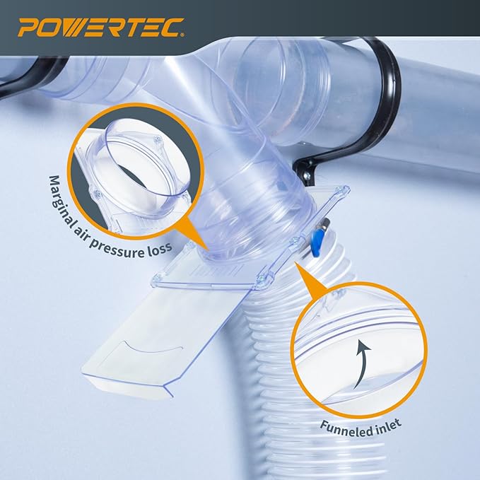 POWERTEC 6 inch Blast Gate, Clog Resistant & Anti Gap Tapered ABS Plastic Fitting for Dust Collector, Dust Collection Fittings, Dust Collection Hose, Shop Vac, Hose Clamps, 1PK (70442)