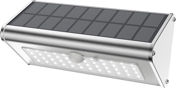 Super Bright Solar Outdoor Lights IP65 Water Proof, 1100 Lumens Wireless 4500mAh LED Motion Sensor Lights, Aluminum Metal Housing Security Lights with 4 Modes Flood Wall Lights, 1 Pack (Daylight)