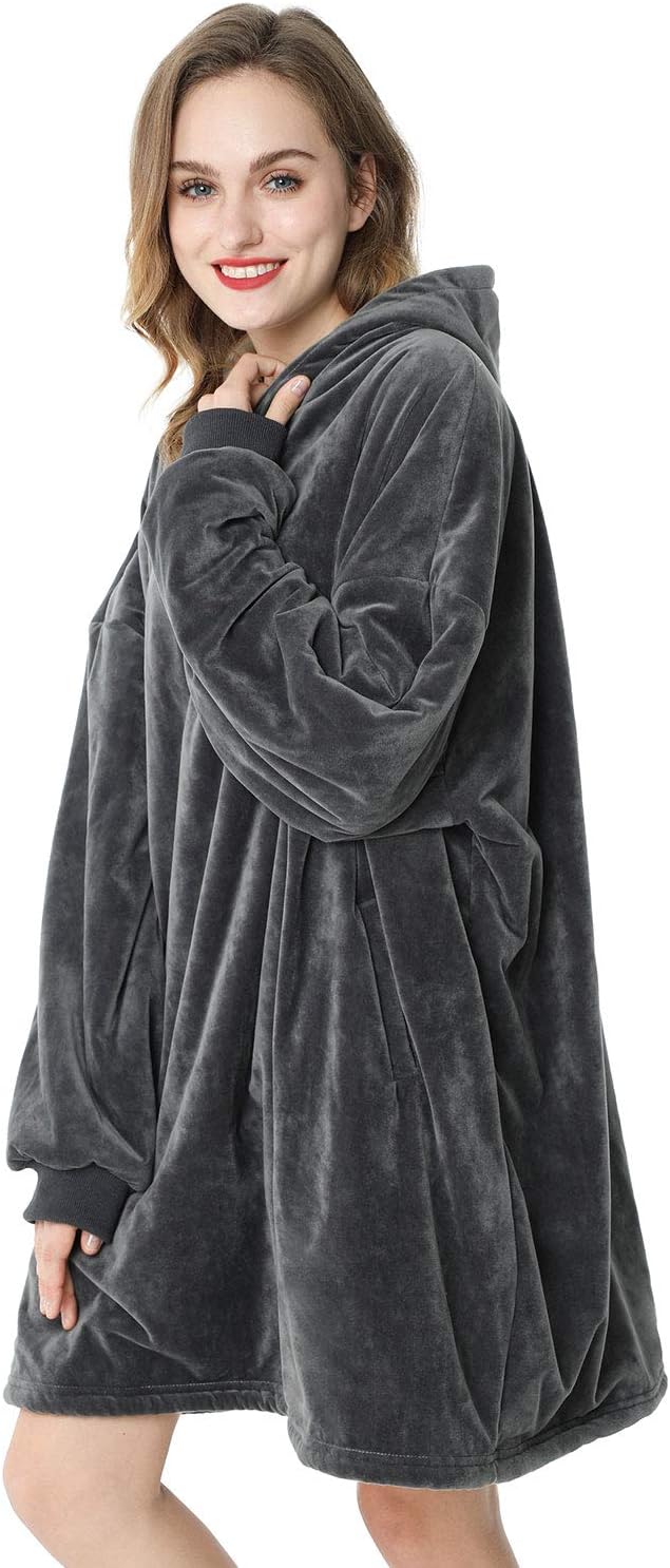 LetsFunny Blanket Hoodie,Oversized Wearable Sherpa Fleece Blanket Sweatshirt,Super Soft Warm Cozy with Giant Pocket,Gifts for Women Men Adults Teenagers Kids, One Size Fits All