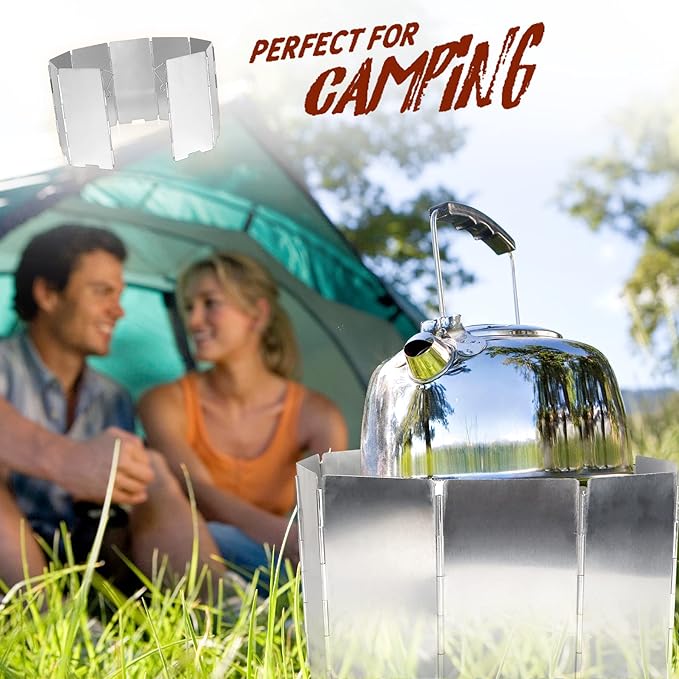 Camping Stove Windscreen 9 Plates Folding Outdoor Stove Windscreen Lightweight Windshield Heat Shield Stove Windshield for Backpacking Stove Butane Stoves Alcohol Stoves...