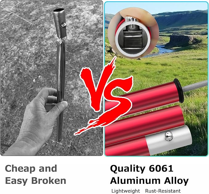 SAN LIKE Aluminum Tent Poles for Tarp - 75inch Adjustable Collapsible Poles for Awnings, Canopy, Rain Fly, Shelter - 2 Sets (5 Sections)