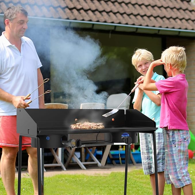 Griddle for Camp Chef 14" 2-Burner Stove Cooking Systems, Professional Carbon Steel Flat Top Griddle with Carry Bag for Camp Chef Outdoor Cooking Equipment, 14 x 32 Inch, Black