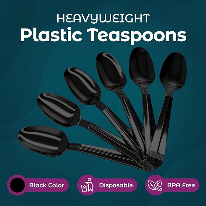 Plastic Spoons Heavy Duty - Disposable Spoons Plastic Utensils - Plastic Cutlery For Parties And Events Pack Of 500 (Tea Spoons)