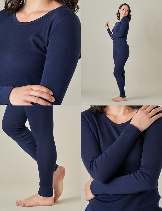 LAPASA Womens 100% Merino Wool Base Layer Set Lightweight & Midweight Thermal Underwear Long John Top & Bottom Warm L58/L91