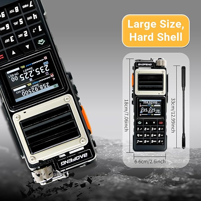 BAOFENG UV-25 PRO 10W Heavy Duty Radio Handheld Tri Band Baofeng Waterproof Radio Tri Band Ham Radios 999CH 5200MAh BatteryType-C Charging UHF VHF MW FM Air NOAA Multi-Band Receiver (Black)