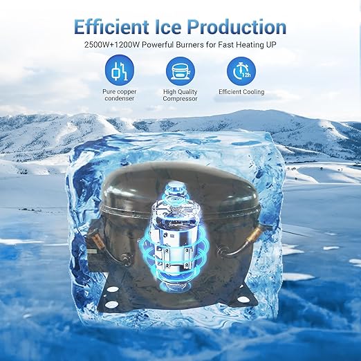 Commercial Ice Maker Machine 550Lbs/24H – 12 Adjustable Thickness Settings, 400Lbs Storage, Ideal for Restaurant, Bar, Hotel, Cafe