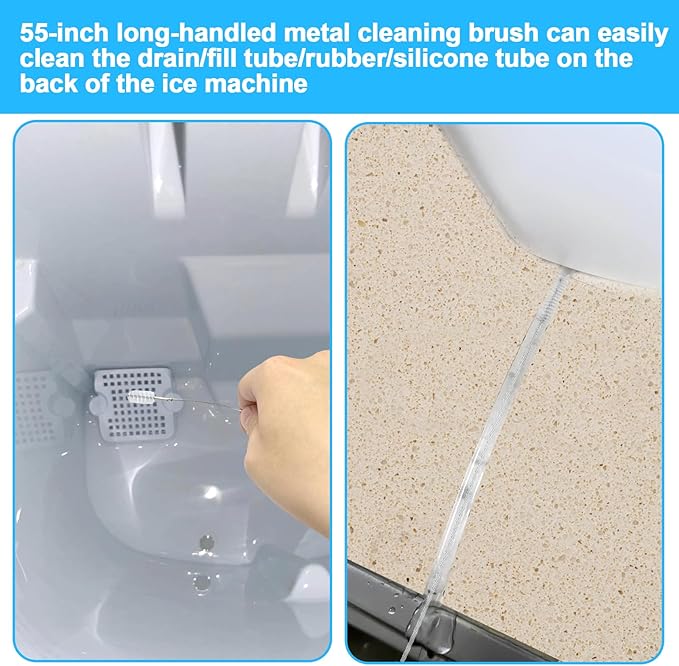 XANGNIER Ice Machine Cleaner Brush Kits,Countertop Ice Maker Cleaning Tools Accessories-2 Pcs Extra Long Pipe Drain Cleaners Brush and 8 Pcs Small Crevice Cleaning Brush for Tight Spaces