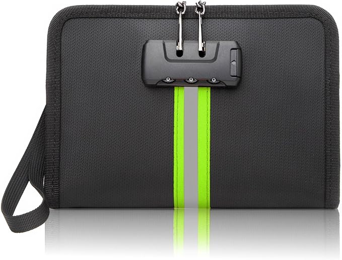 Fire Proof Money Bag for Cash,Money Bag with Lock and Zipper,Safe Fireproof Waterproof,Suitable for Cash, Mobile Phones, Keys, Credit Cards