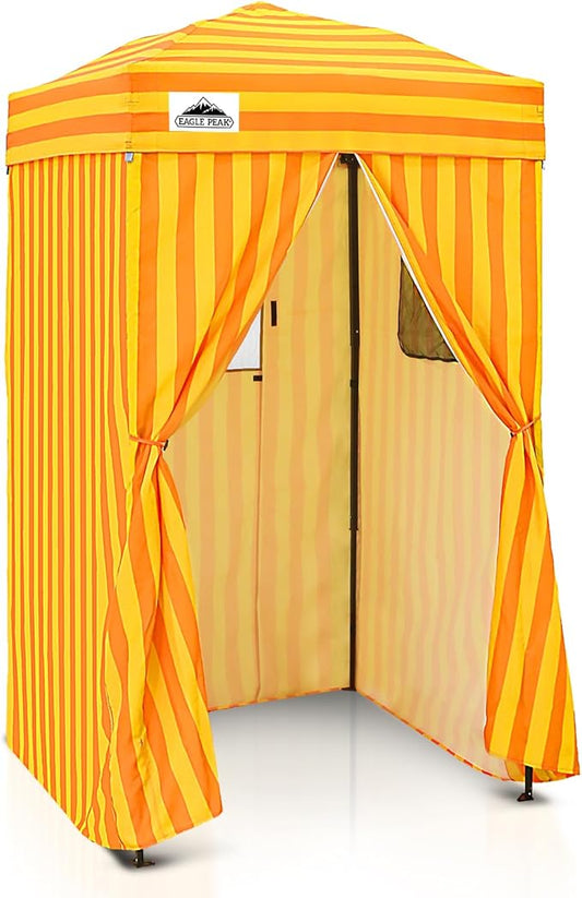 EAGLE PEAK Flex Ultra Compact 4x4 Pop-up Canopy, Sun Shelter, Changing Room, Portable Privacy Canopy Cabana for Pool, Fashion Photoshoots, or Camping, Yellow/Orange