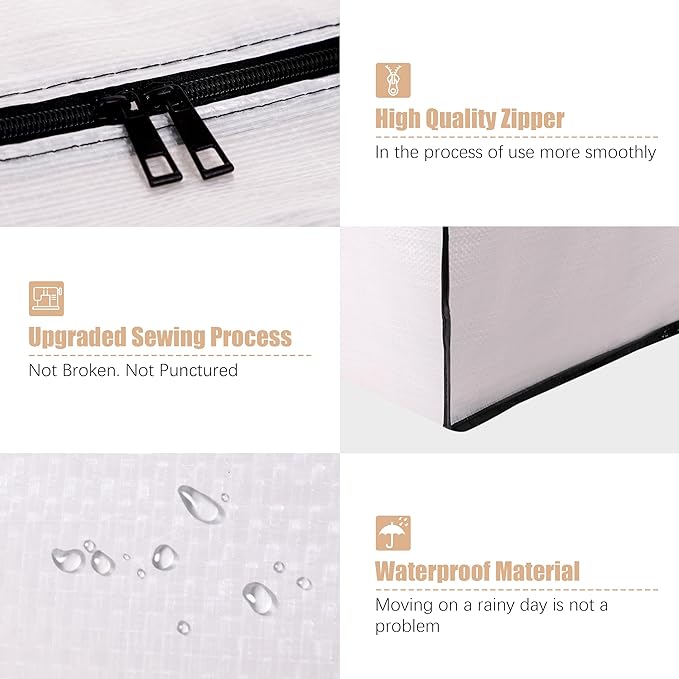 Heavy Duty Moving Bags with Backpack Straps and Strong Handles, Alternative to Moving Boxes and Storage Totes for Dorm Room Essentials, 6 Pack, Clear