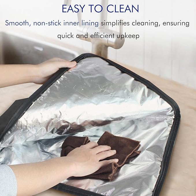 BBQ Blanket for Resting Meat, 5-Layer Insulated Meat Resting Bag for Moisture Retention and Perfect BBQ, Wide Mouth with Handle Design for Briskets, Pork Shoulders, Steaks (Black, 21 Inch)