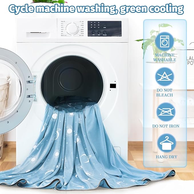 inhand Cooling Blanket Queen Size (90"x90") - Cooled Blankets for Hot Sleepers Lightweight Breathable Summer Blanket for Sleeping Night Sweats to Keep Cool in The Heat -Light Blue