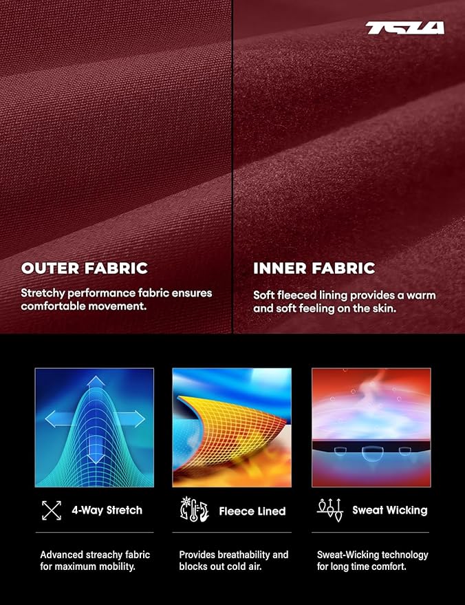 TSLA Men's Thermal Underwear Set, Microfiber Soft Fleece Lined Long Johns, Winter Warm Base Layer Top & Bottom