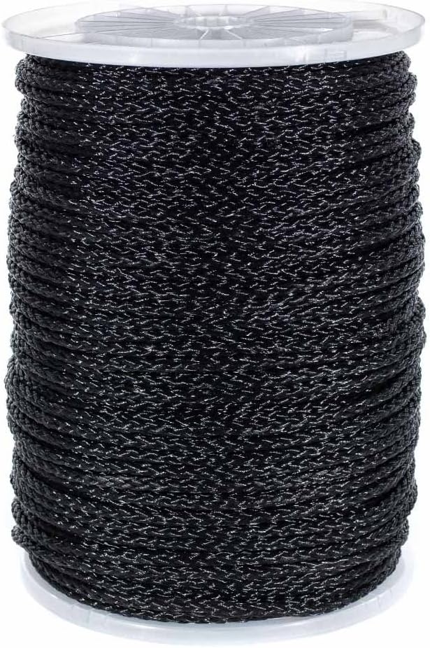 Hollow Braid Polypropylene Rope (5/16 Inch, 1000 Feet, Black) - Barrier Rope - Trail Marking, Crowd Control, Golf Courses