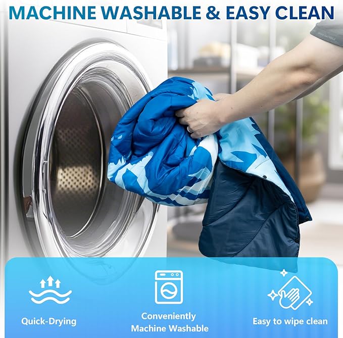 Outdoor Camping Blanket, Packable Down Alternative Puffy Printed Camp Blankets Ultra Warm Lightweight Hammock Top Quilt Waterproof Blanket for Travel Picnic Stadium Hiking Party Cold Weather 55"x78.8"