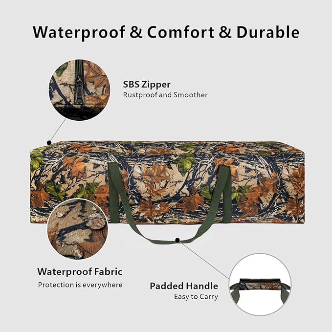 TOPDesign 46 Inch Extra Large Zippered Duffel Bag for Travel Camping Sports Equipment Storage, Waterproof Foldable Luggage Bag with Padded Handles