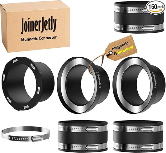 4 Inch Magnetic With Interlock Dust Collection Starter Kit for Dust Collectors, Fast Connect Dust Hose to Machinery Port, Dust Collector/Vacuum Fittings 2 Pack