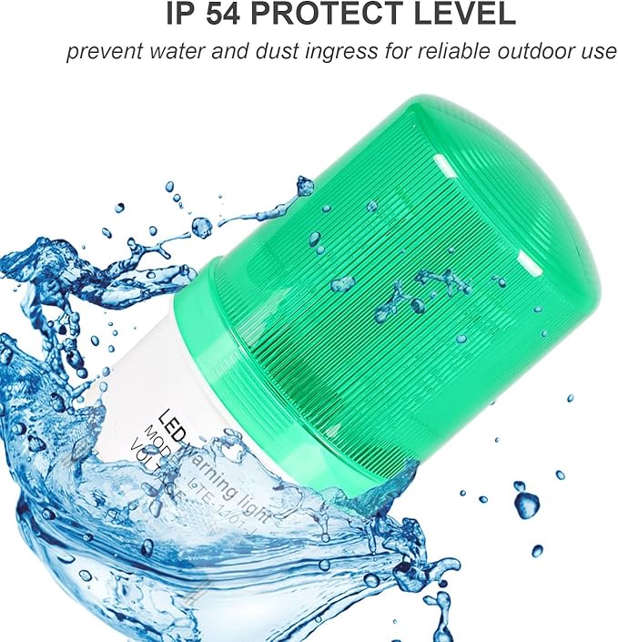 Industrial LED Rotating Strobe Beacon Warning Lights, Electrical Revolving Signal Lights for Emergency, 110v AC, Green, No Buzzer