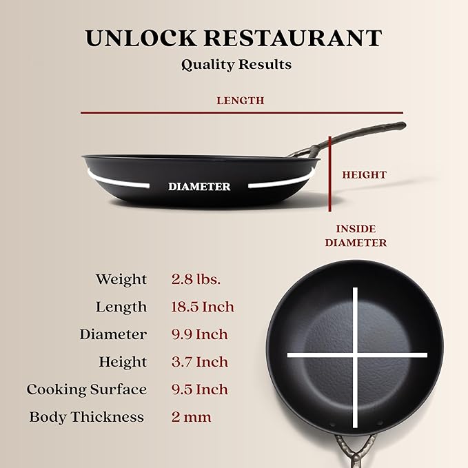 Alva Artist 9.5" Blue Carbon Steel Frying Pan – Pro-Grade Searing, Pre-Seasoned & Naturally Non-Stick, PFAS-Free – Heats 3× Faster Than Cast Iron – Oven, Grill & Induction Safe, Lightweight Design