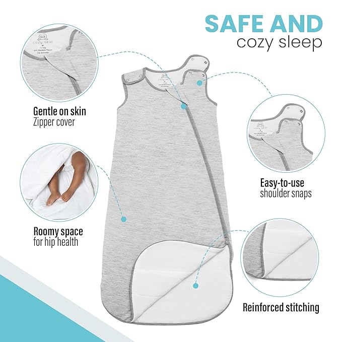 Rayon Made from Bamboo Sleep Sack 1.0 TOG 0-6 Months Unisex Baby Sleeping Bag with 2-Way Zipper Breathable Wearable Blanket Baby