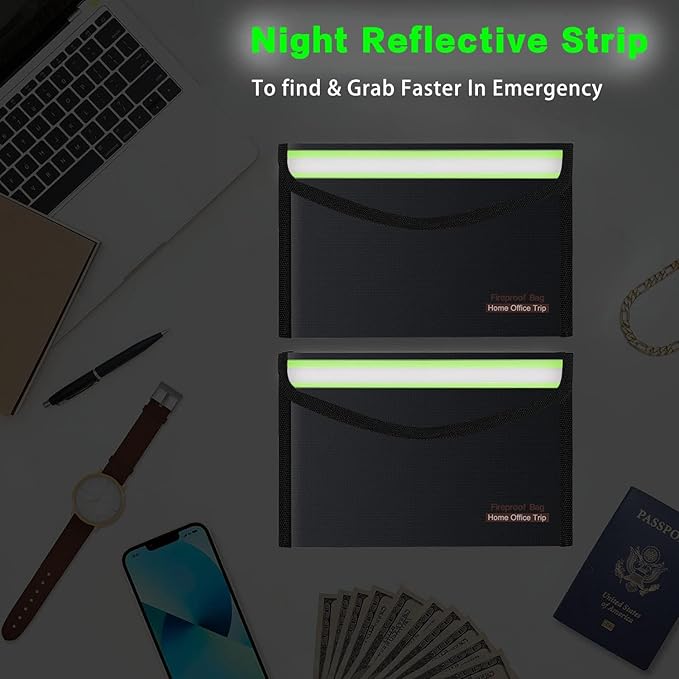 5"x8" Black Small Fireproof Bag Money Bag Home Office Travel Safe Storage Pouch for Document Cash Valuables Jewelry Mobile Power Supply Power Bank Lipo Battery (20 * 13cm)