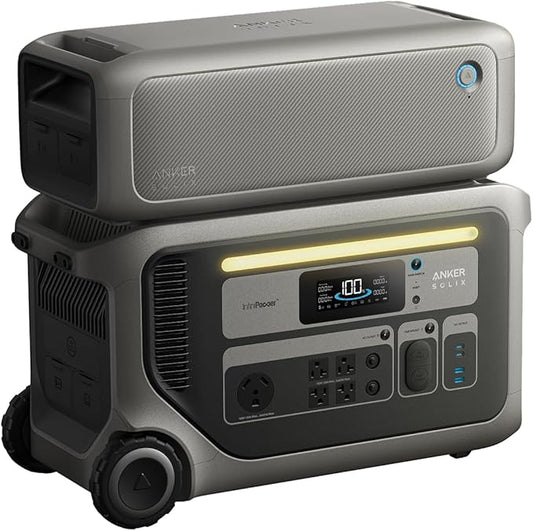 Anker SOLIX F3000 Portable Power Station and BP3000 Expansion Battery, 6kWh, 6,000W Recharging, Solar Generators for Home Use, For Power Outages, Camping, RVs, and Emergencies