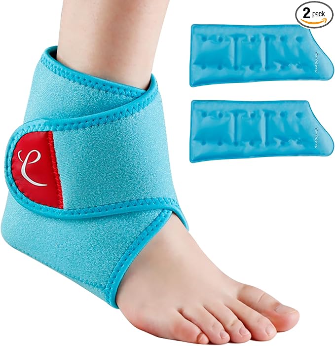 Comfytemp Ankle Ice Pack Wrap Brace for Swelling, Foot Pain Relief, 2 Gel Packs for Injuries Reusable, Hot Cold Compress for Plantar Fasciitis, Heel Spur, Achilles Tendonitis, Men Women Surgery Gift
