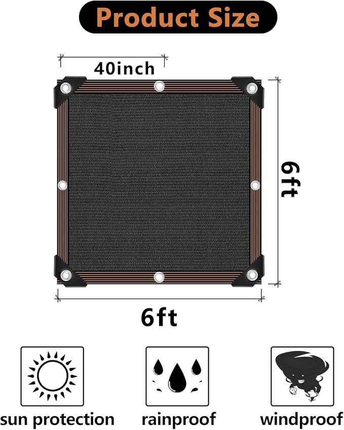 90% Black Shade Cloth,Durable Mesh Tarp with Grommets, Resistant Garden Sun Shade Netting with Taped Edge for Plant Cover, Greenhouse, Patio, Tomatoes, Chicken Coop, Barn Kennel