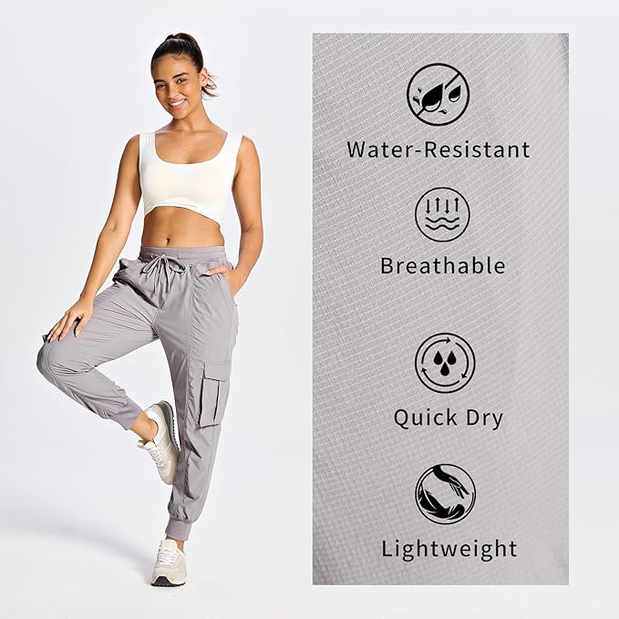 smawell Women's Hiking Cargo Pants with Pockets Lightweight Quick Dry Joggers Travel Camping Outdoor Pants